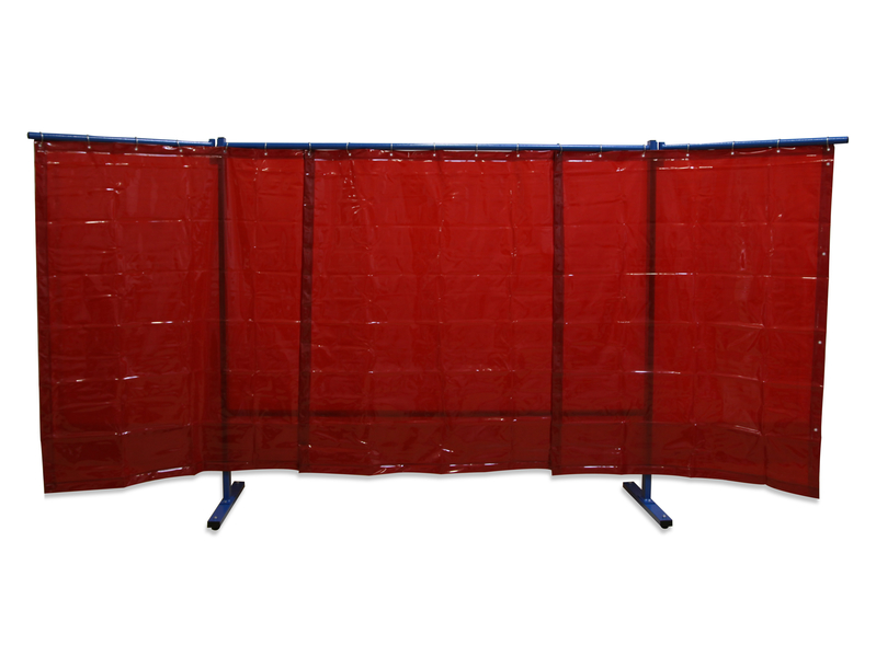 3-teilige Schutzwand, Vorhang Rot