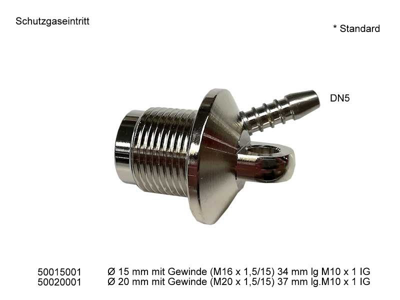 Schutzgaseintritt Ø 15 mm, M16 x 1,5  
